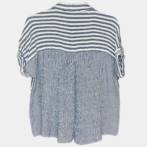 Jane and Delancey Striped Shorts Sleeve Top in Blue/White Women’s L - Picture 3 of 6